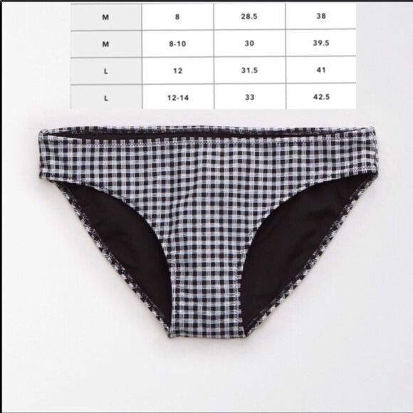 Black White Checkered Bikini Bottom Swimsuit by Aeries AEO NEW - Picture 3 of 3